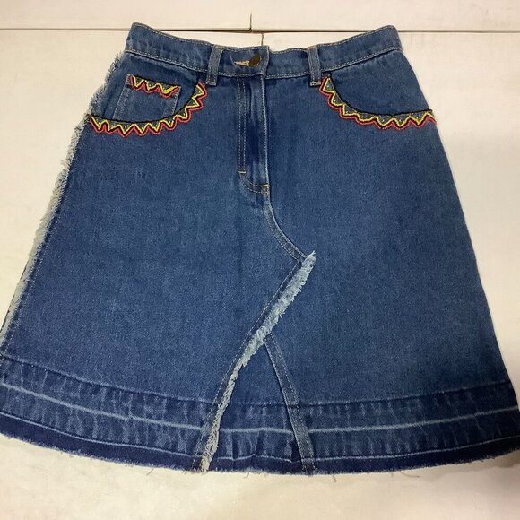 I Pinco Pallino 1950 Jean Denim Skirt Size 14 Beaded Pockets - Picture 2 of 8